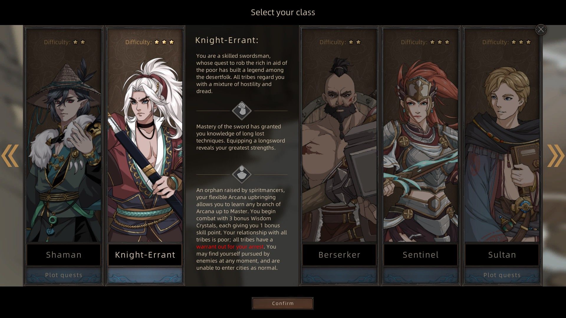 Sands of Salzaar Knight-Errant Class Description