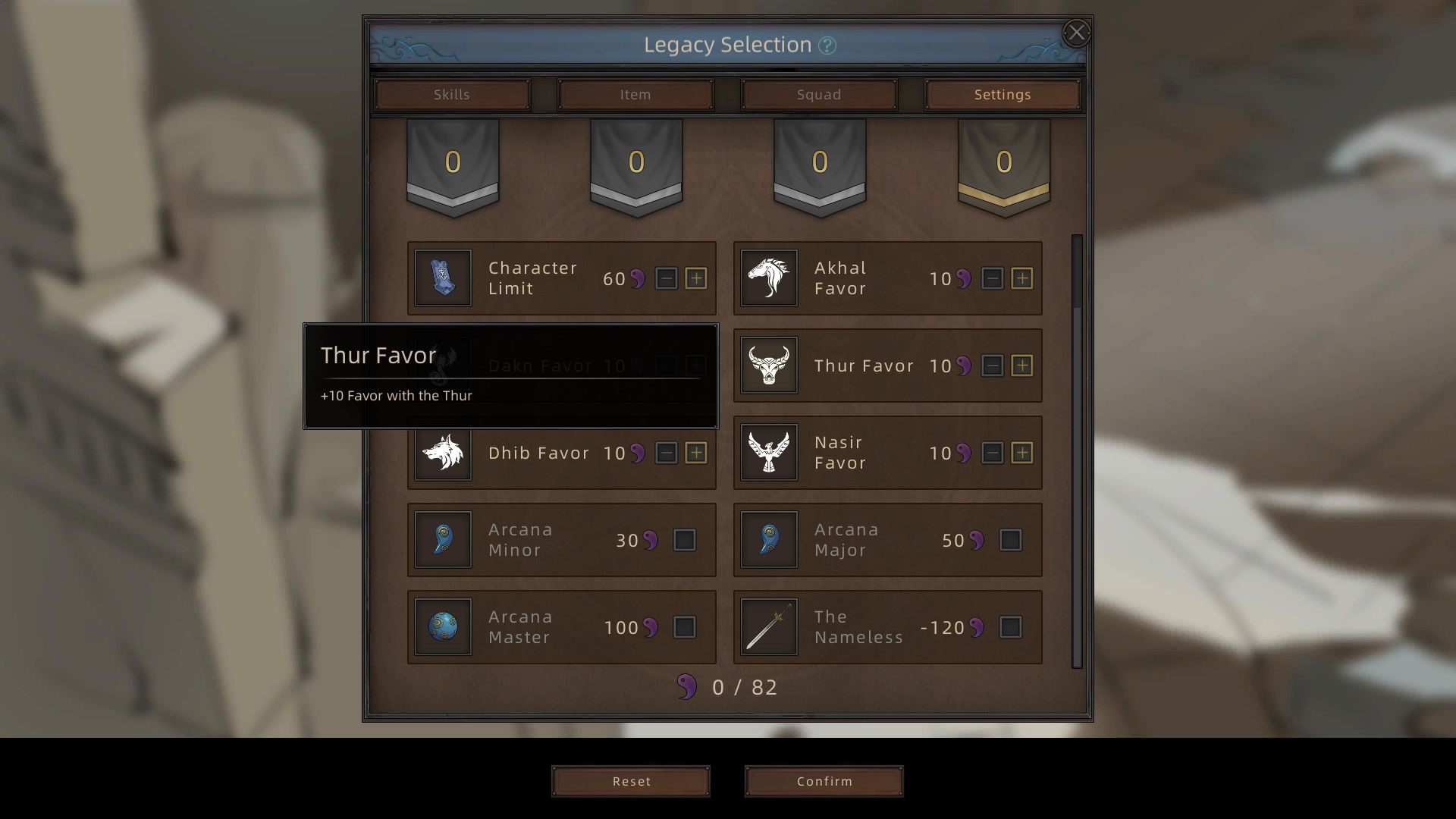 Sands of Salzaar Thur Favor In-Game Modifier Under Legacy Selection