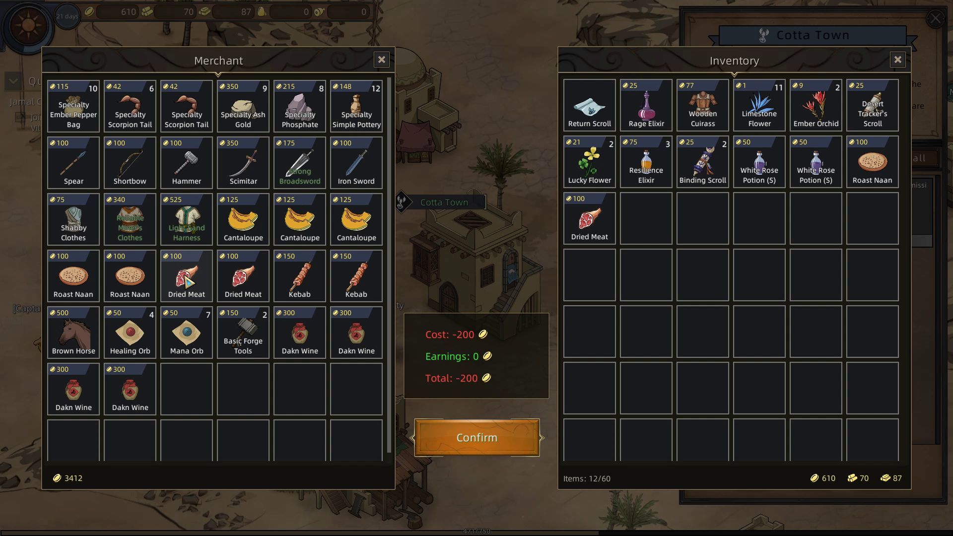Sands of Salzaar Trading with a Merchant