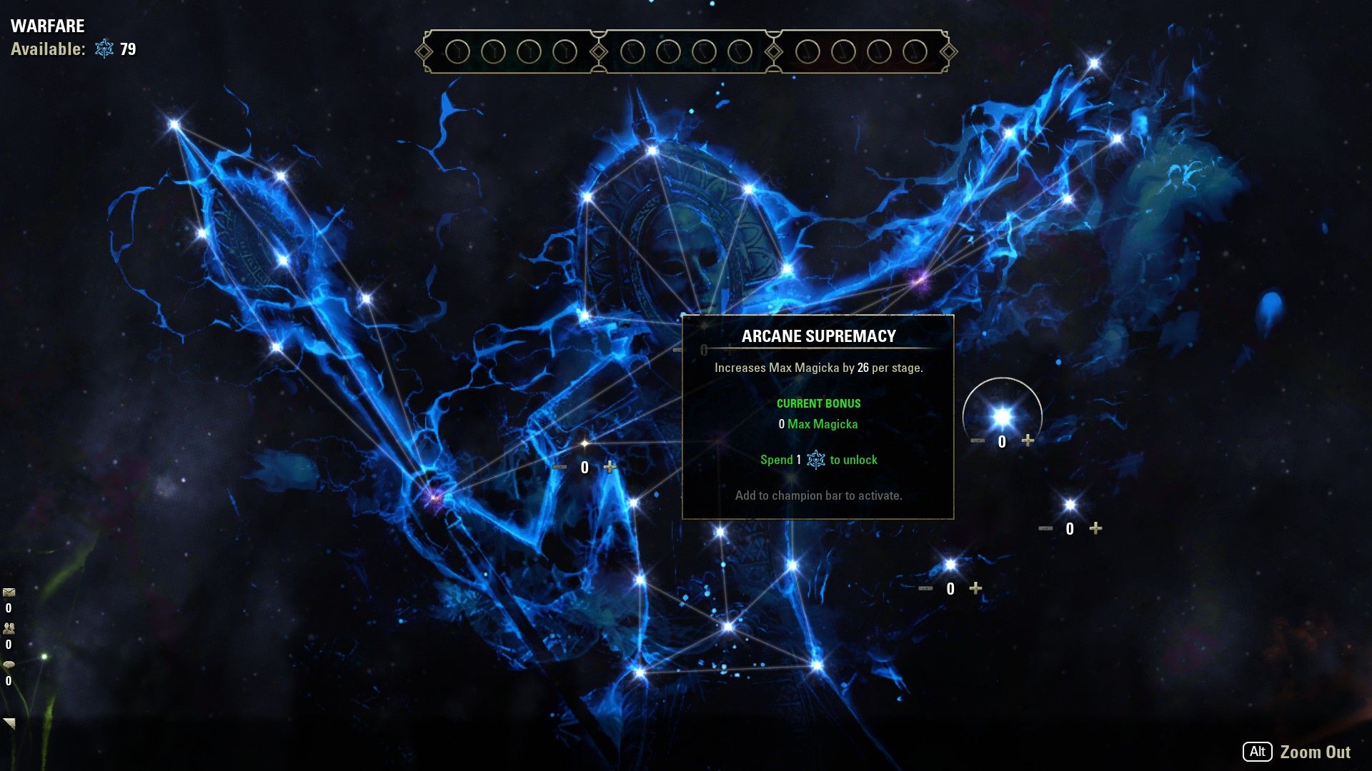 ESO Arcane Supremacy Under the Warfare Tree in the Champion Points 2.0