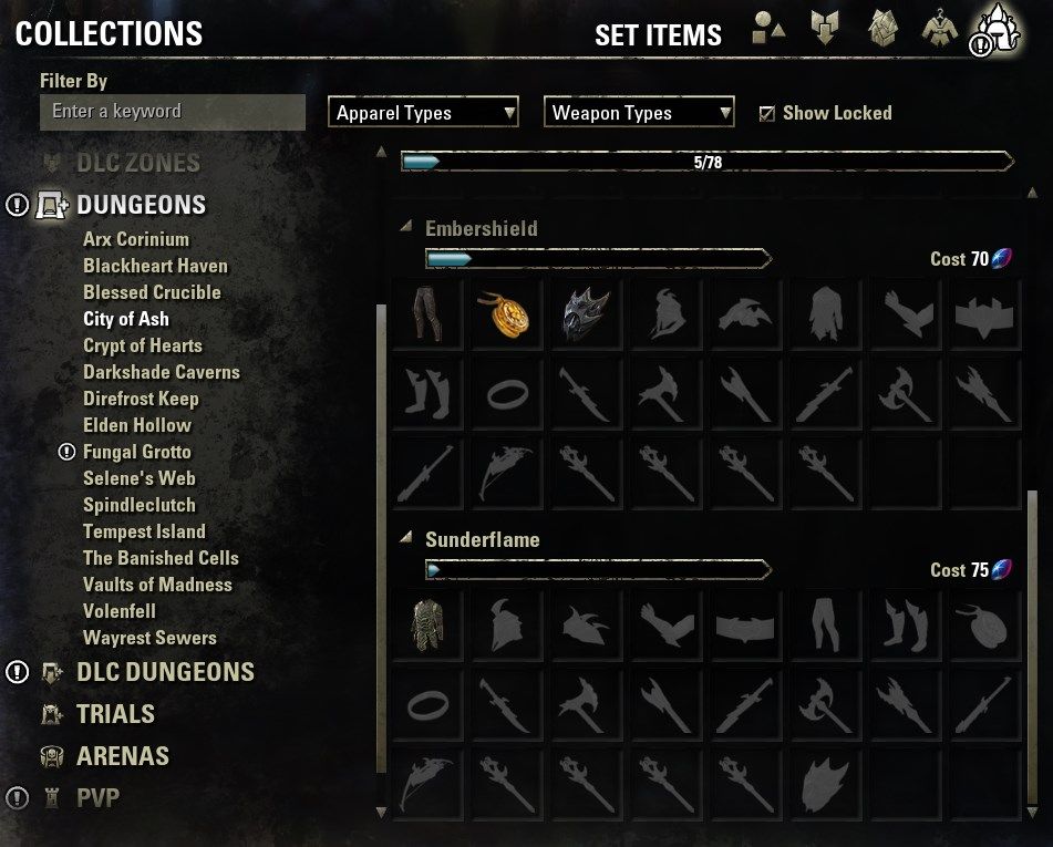 ESO Curated Item Set Drops