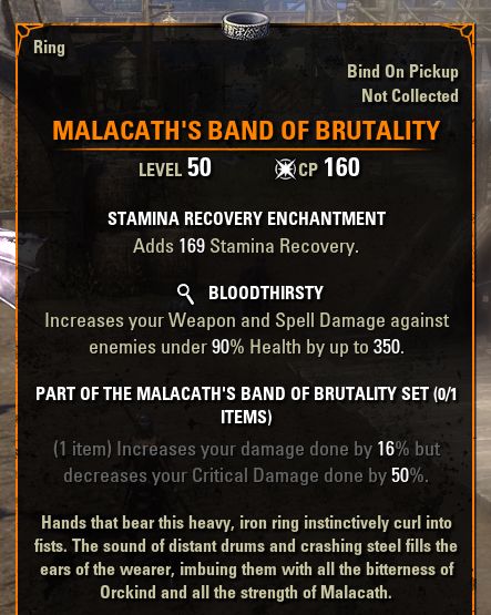 ESO Malacath’s Band of Brutality Mythic Item