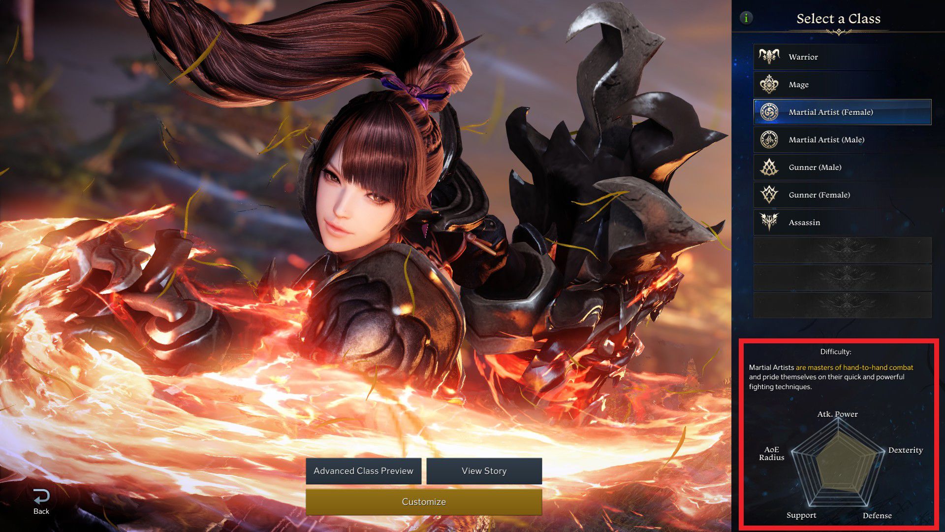 Lost Ark Martial Artist (Female) Basic Stats