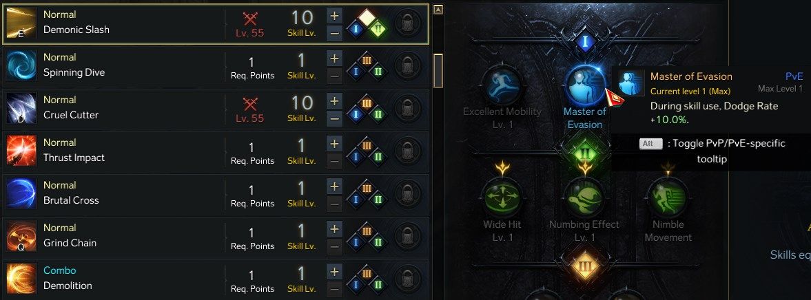 Lost Ark Shadowhunter Advanced Class Guide Master of Evasion Tripod Under the Demonic Slash Skill
