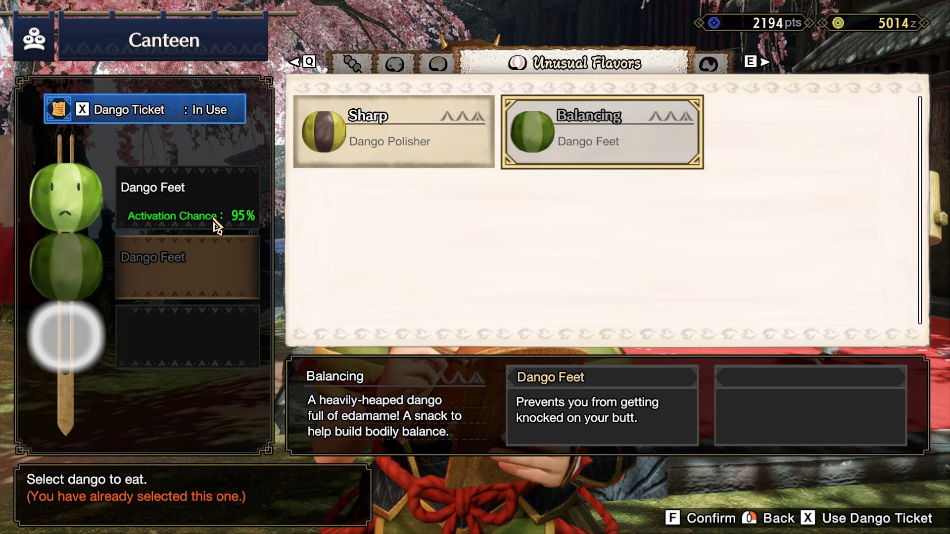 Monster Hunter Rise Balancing Dango Activation Chance