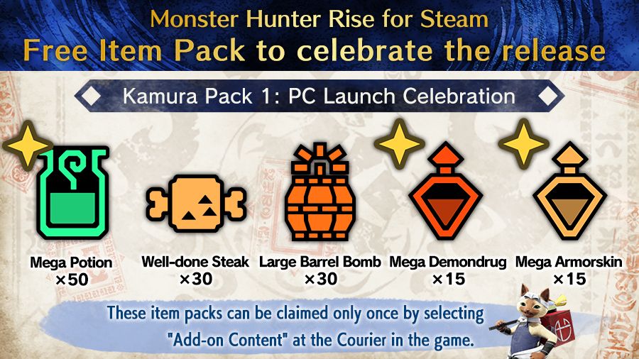 Monster Hunter Rise PC x Twitch Campaign Huntathon: How to Gain Free Item Packs and Hunter’s Guild Gift Set