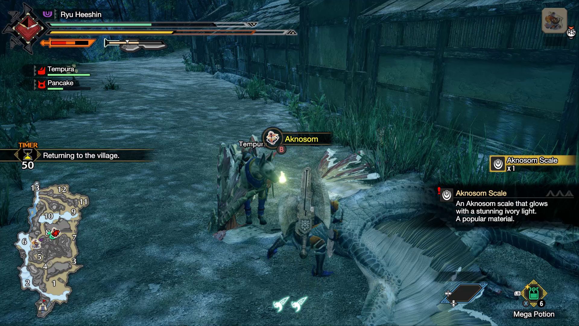 Monster Hunter Rise Killing and Carving an Aknosom Monster