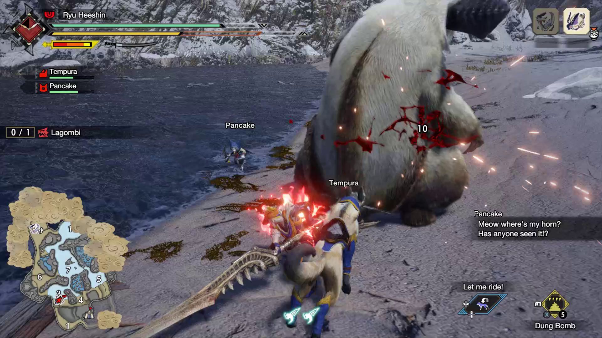 Monster Hunter Rise Longsword Combat Against the Lagombi