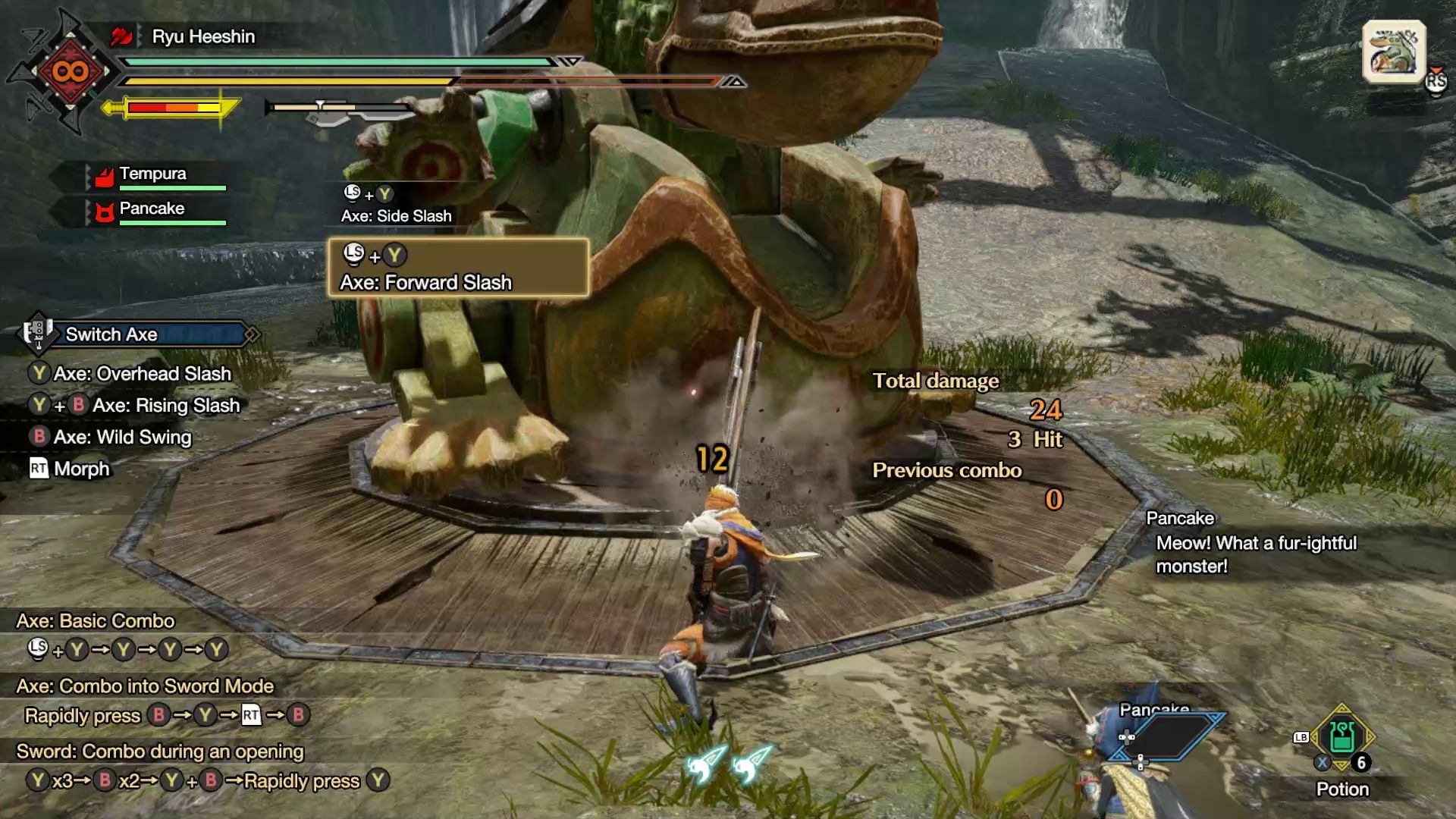 Monster Hunter Rise Switch Axe in Training Ground