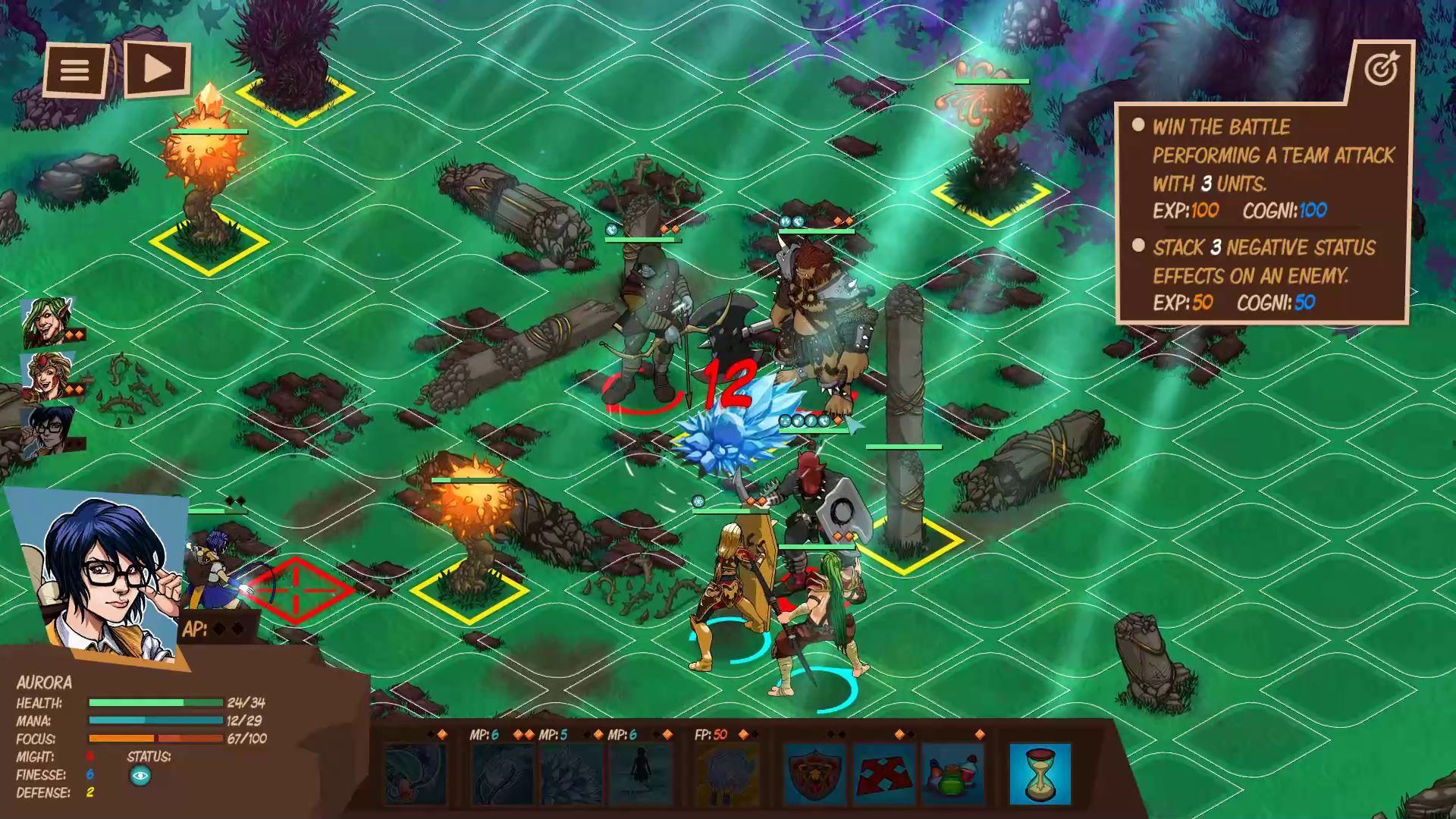 Reverie Knights Tactics Spiked Flower Chill Status Effect in Combat