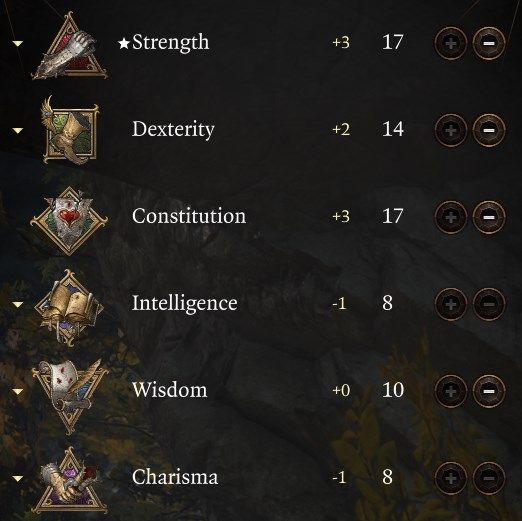 Baldur&rsquo;s Gate 3 Barbarian Ability Score Spread