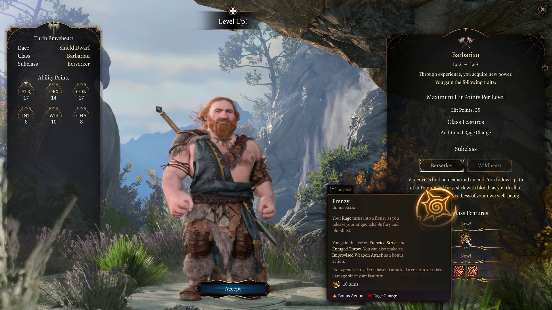 Baldur&rsquo;s Gate 3 Barbarian Berserker Subclass with Frenzy