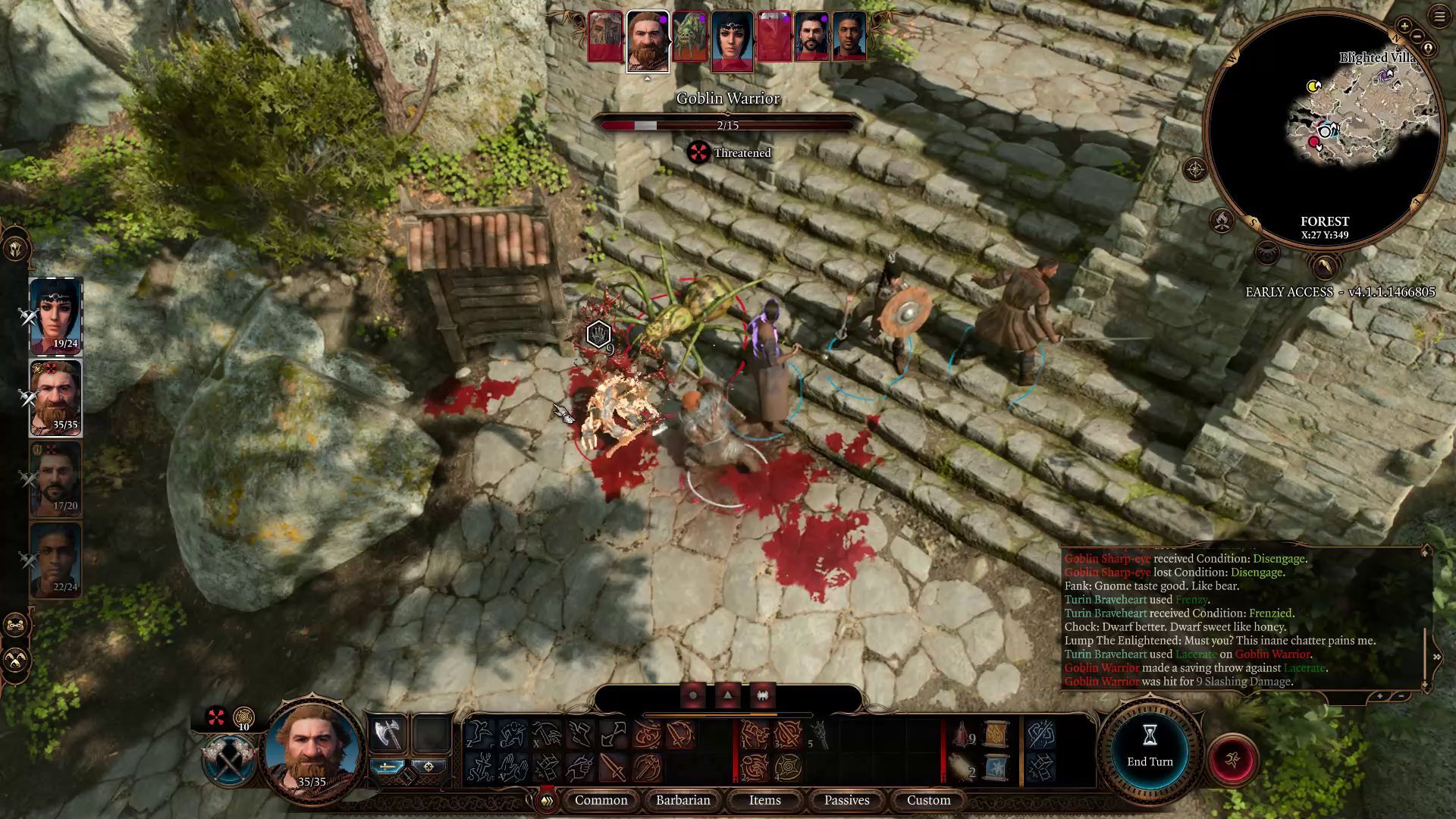 Baldur&rsquo;s Gate 3 Barbarian Lacerate in Combat
