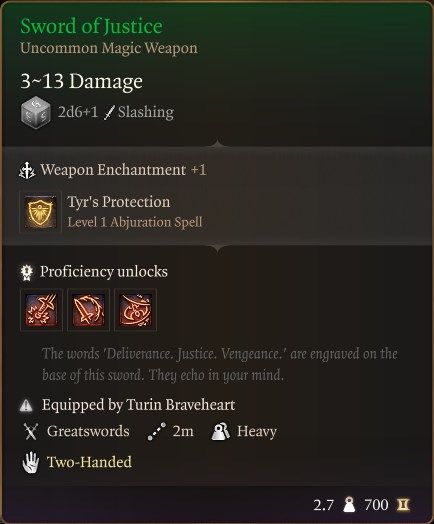 Baldur&rsquo;s Gate 3 Barbarian Sword of Justice Weapon