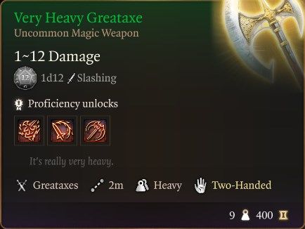 Baldur&rsquo;s Gate 3 Barbarian Very Heavy Greataxe Weapon