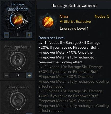 Lost Ark Artillerist Barrage Enhancement Engraving and Playstyle