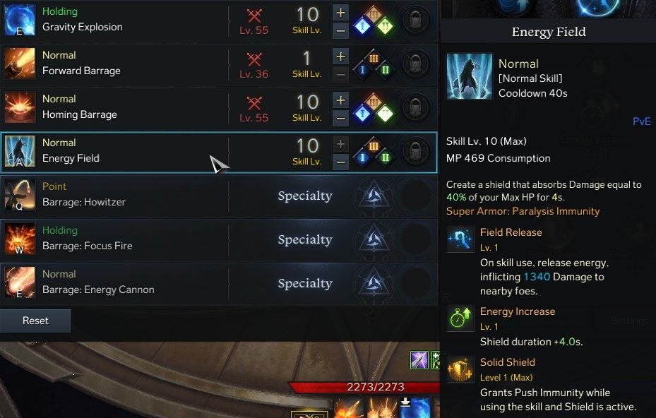 Lost Ark Artillerist Energy Field Skill