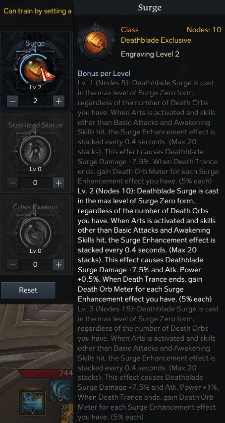Lost Ark Deathblade Surge Engraving and Playstyle