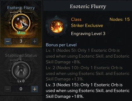 Lost Ark Striker Esoteric Flurry Engraving and Playstyle