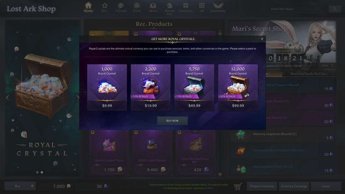 Royal Crystals USD Prices