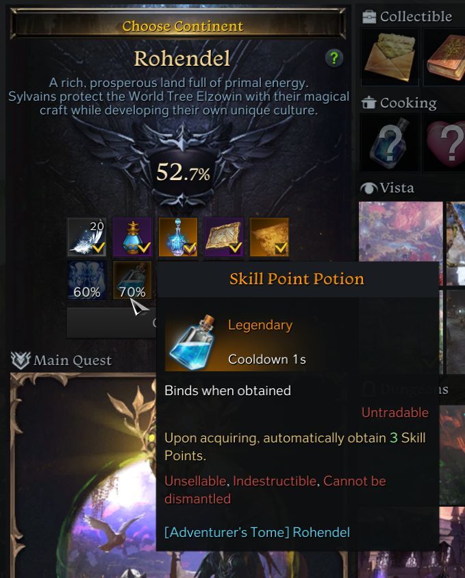 70% Rohendel Skill Points Potion in the Adventurer&rsquo;s Tome