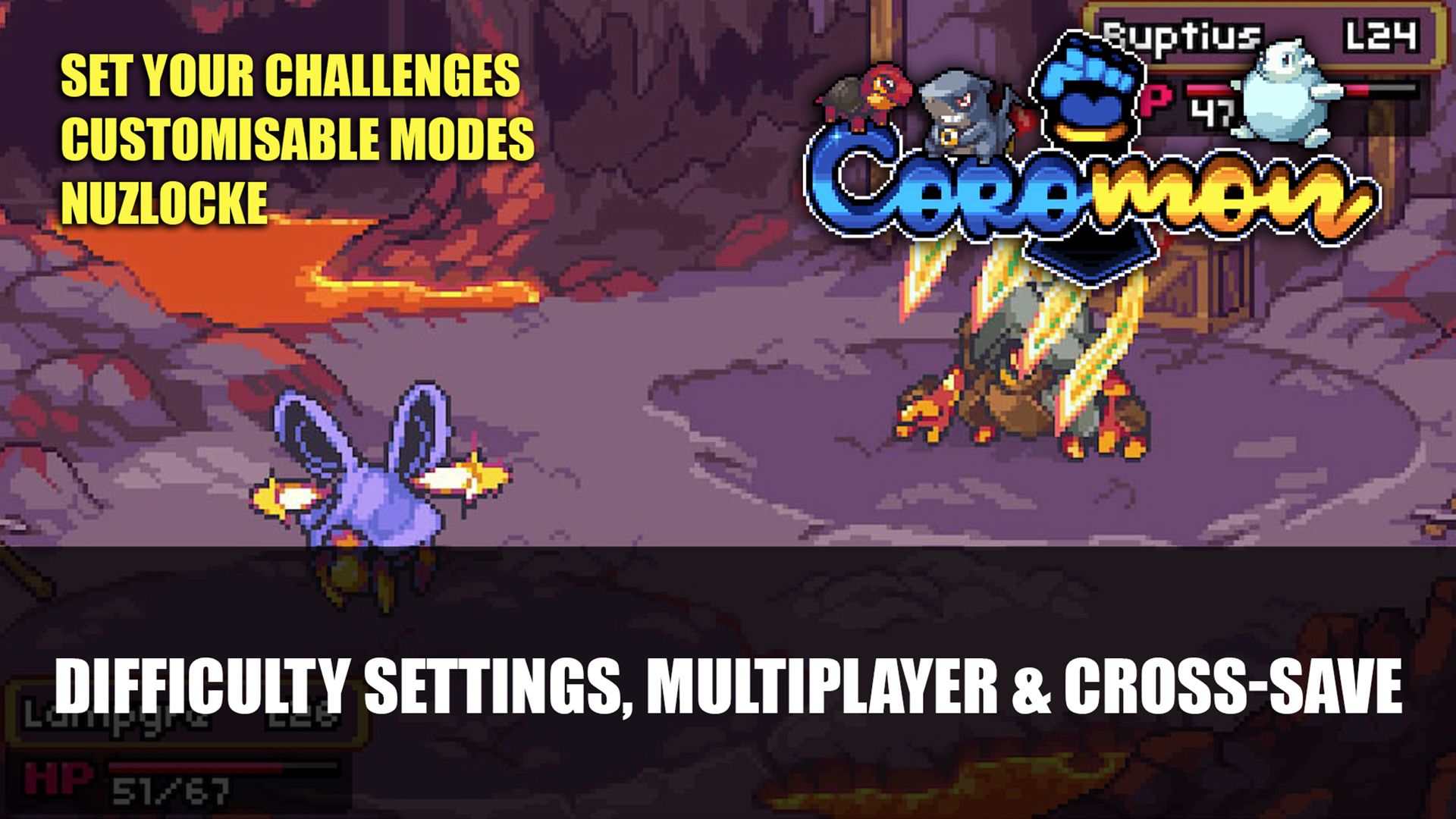 Coromon Monster Taming RPG Difficult Settings Multiplayer Cross Save