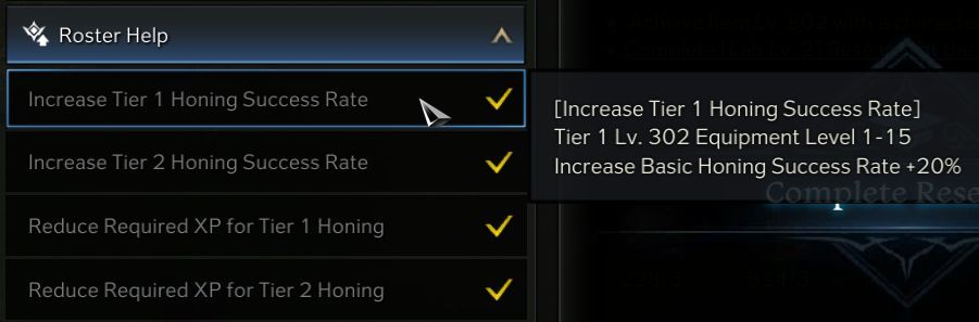 Lost Ark Progression Guide Stronghold Increase Tier 1 Honing Success Rate