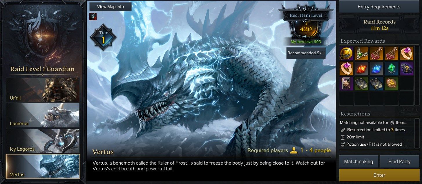 Vertus Ark Boss Guide Vertus Level 1 Guardian Raid Boss