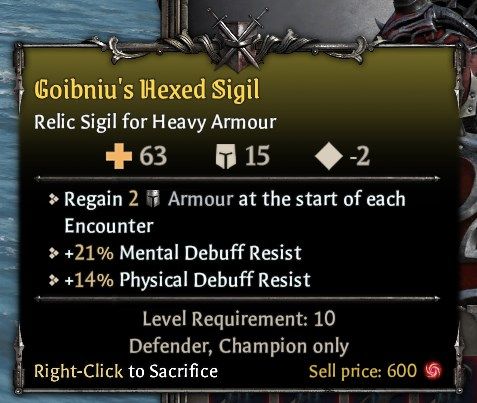 Defender Equipment - Goibniu’s Hexed Sigil Heavy Armour