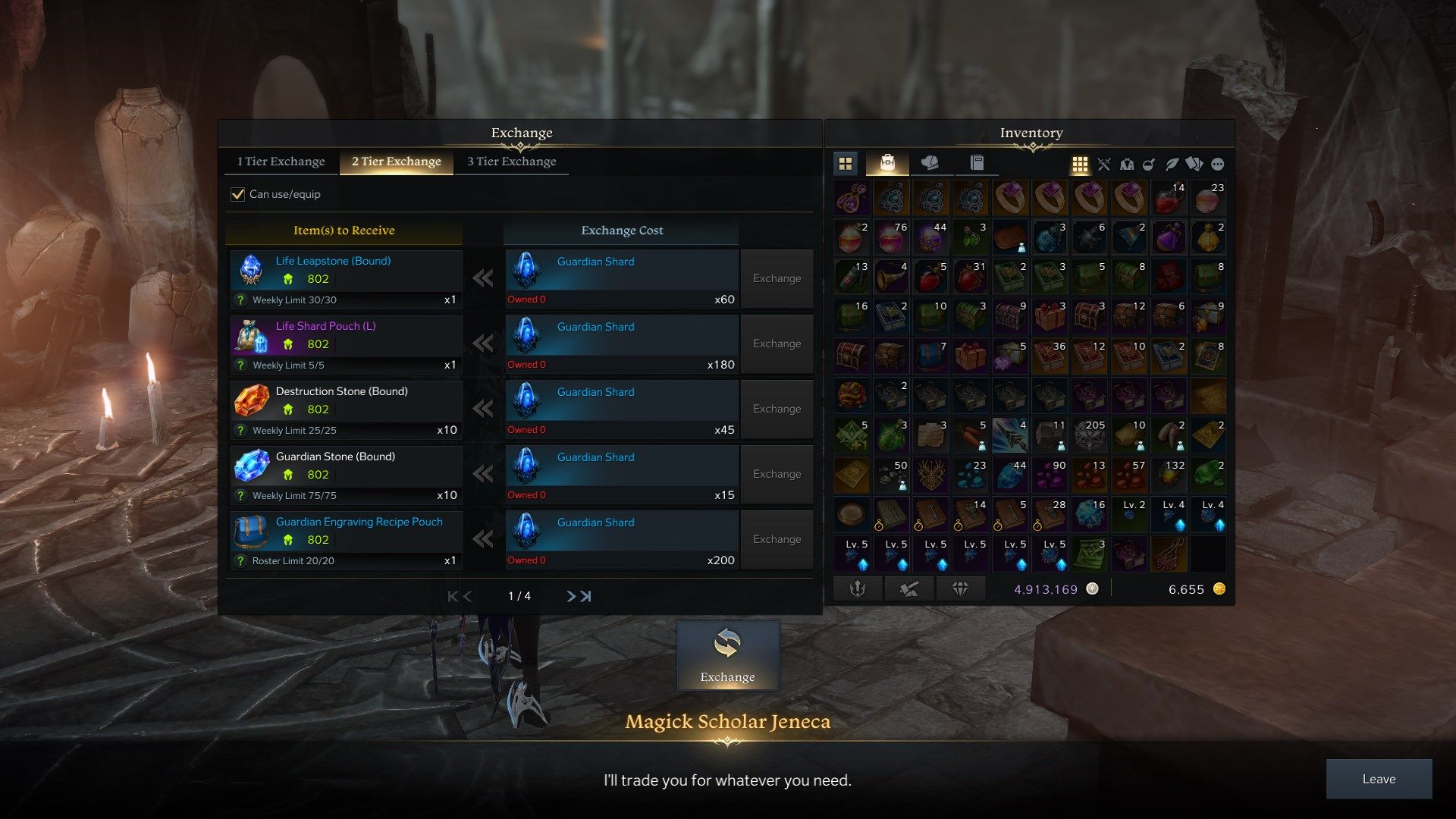Exchange Chaos Dungeon Shard NPC