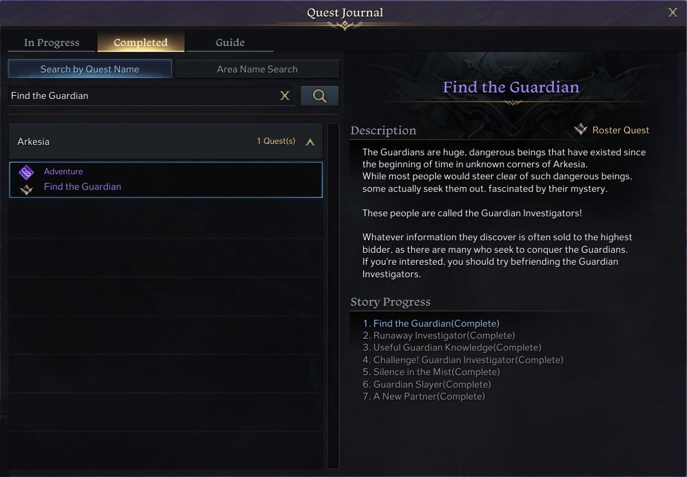 Gold - Foggy Ridge Find the Guardian Quest
