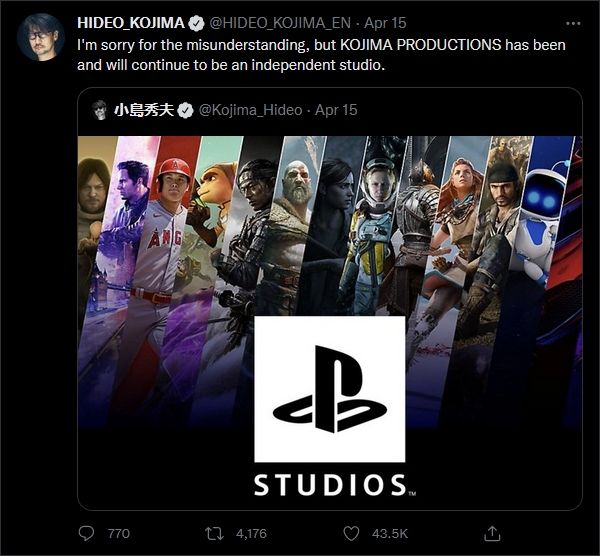 Kojima Remains Independent