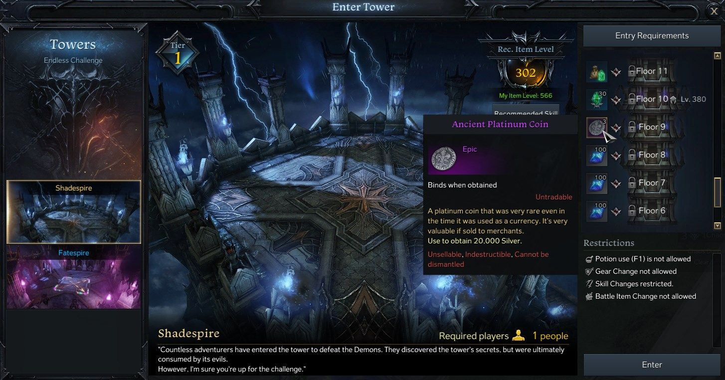 Lost Ark Silver Farm Guide Shadespire Tower