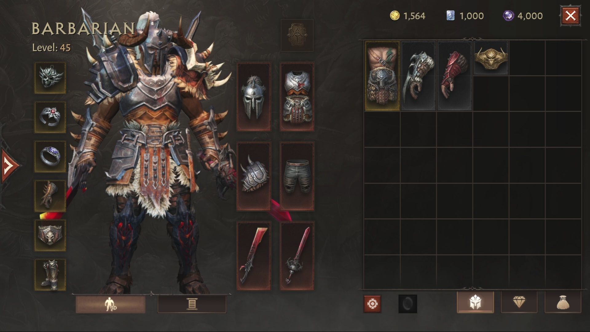 Diablo Immortal Equipment Screen