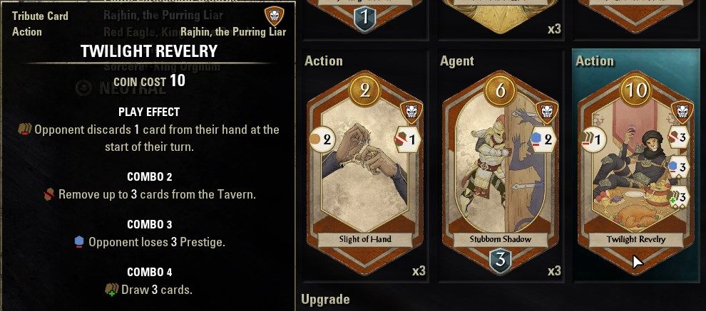 ESO Rajhin, the Purring Liar Twilight Revelry Card