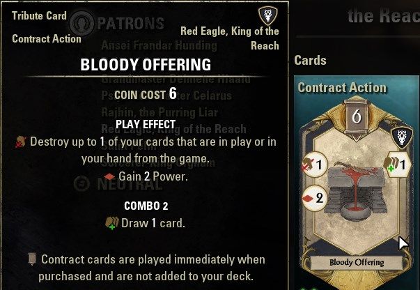 ESO Red Eagle, King of the Reach Bloody Offering Card