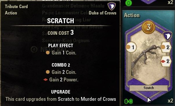 ESO Tales of Tribute Best Cards Guide - Duke of Crows Scratch Card