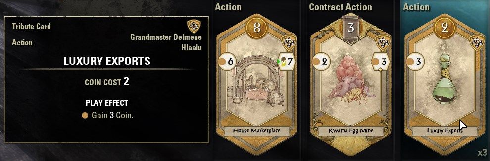 ESO Tales of Tribute Best Cards Guide - Grandmaster Delmene Hlaalu Luxury Exports Card