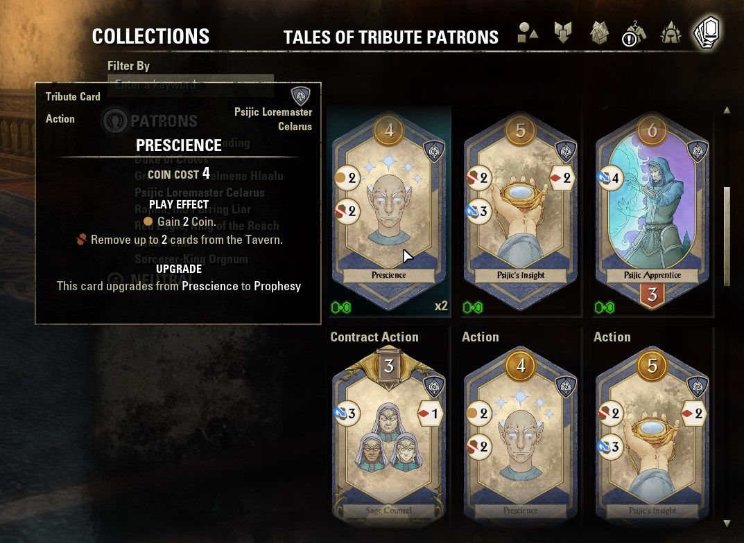 ESO Tales of Tribute Psijic Loremaster Celarus Patron