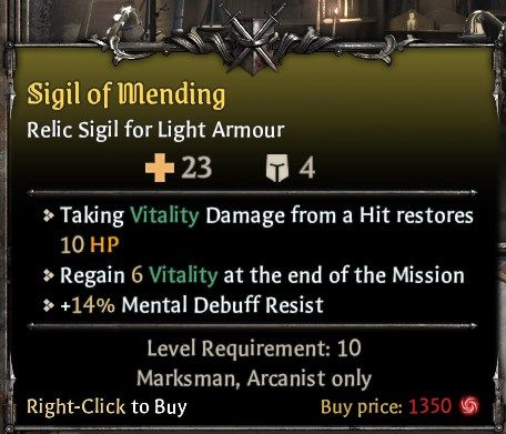 Marksman Equipment - Sigil of Mending Light Armour