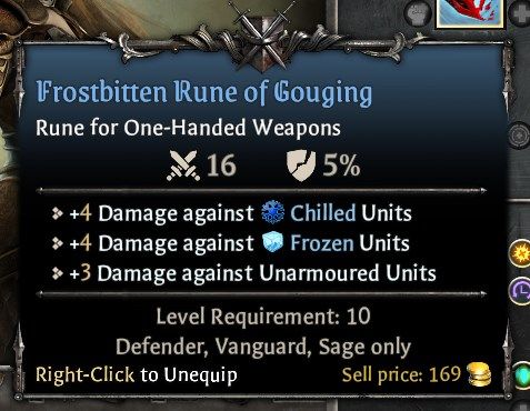 Sage Equipment - Frostbitten Rune of Gouging One-Handed Weapon