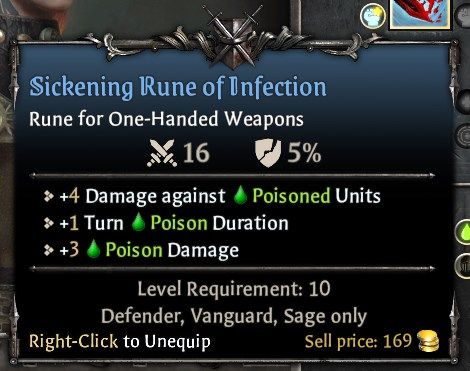 Vanguard Equipment - Sickening Rune of Infection One-Handed Weapon