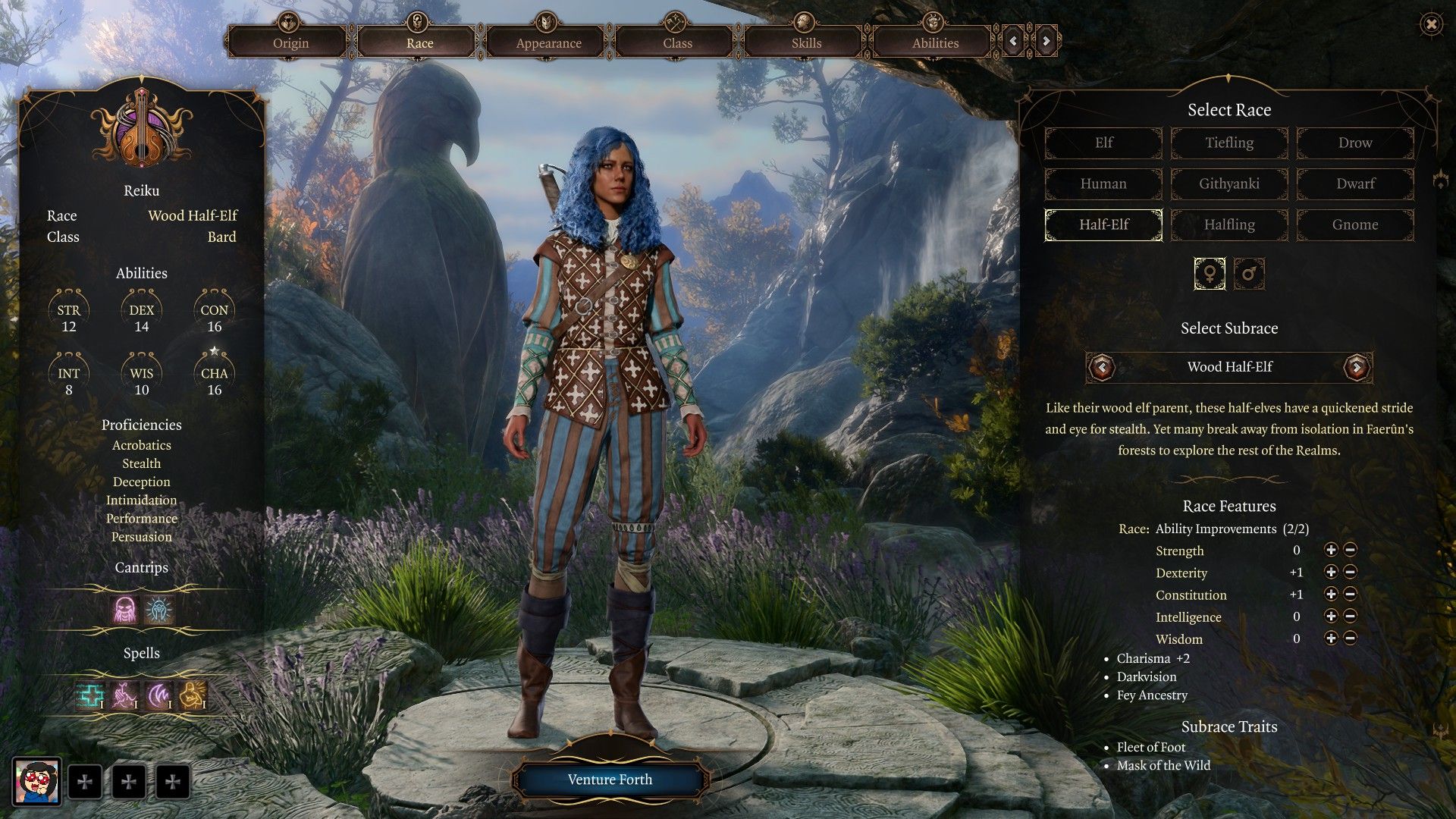 Baldur&rsquo;s Gate 3 Bard Wood Half-Elf Race