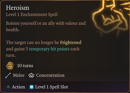 Baldur&rsquo;s Gate 3 Heroism Spell