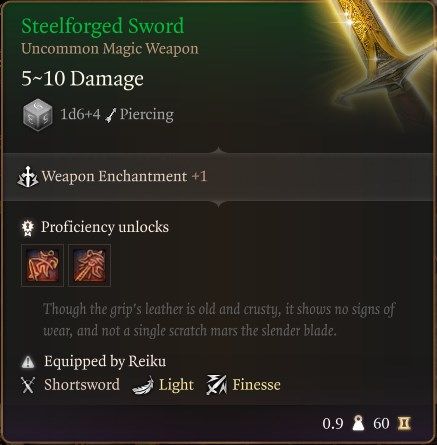 Baldur&rsquo;s Gate 3 Steelforged Sword