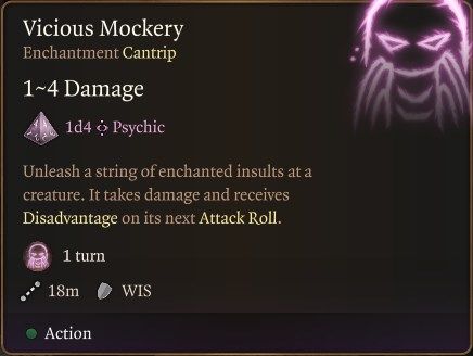 Baldur&rsquo;s Gate 3 Vicious Mockery Spell