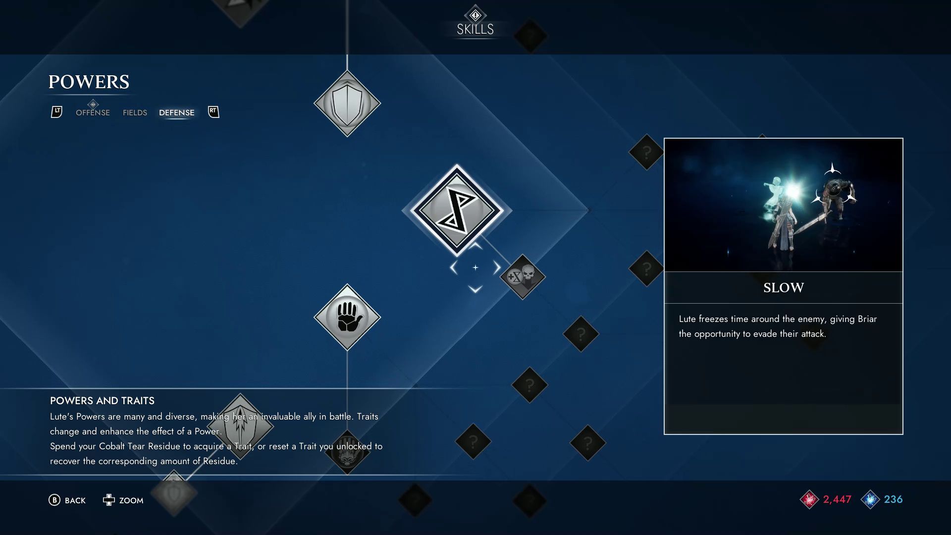 Soulstice - Lute&rsquo;s Defense Skill Tree