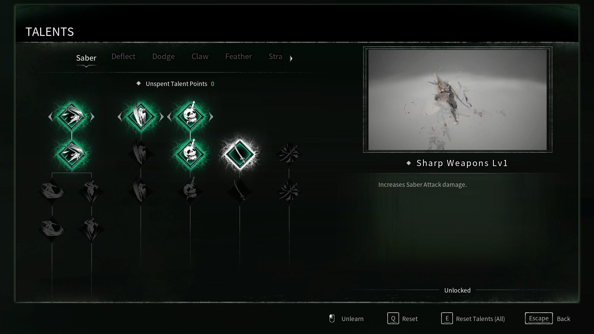 Thymesia Beginner Guide - Sharp Weapons Lv1 Talent