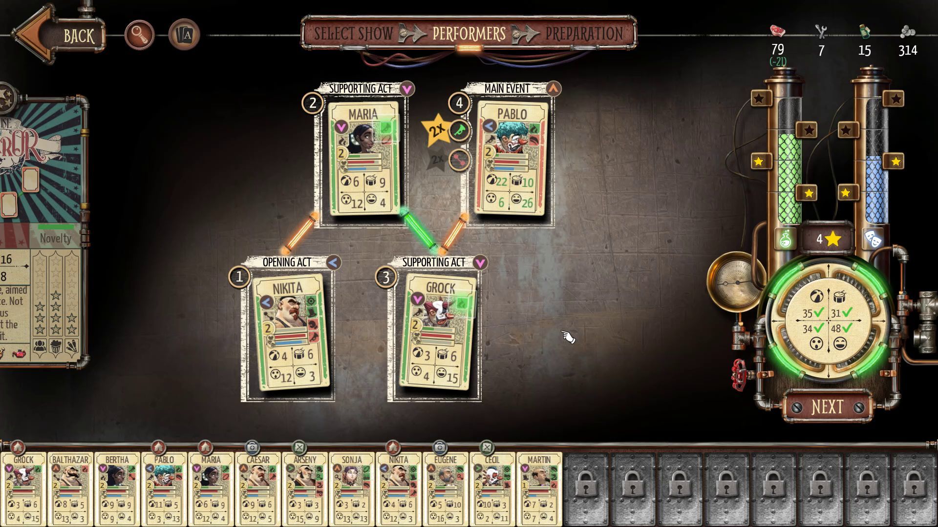 Circus Electrique - Choosing Characters for the Circus Show