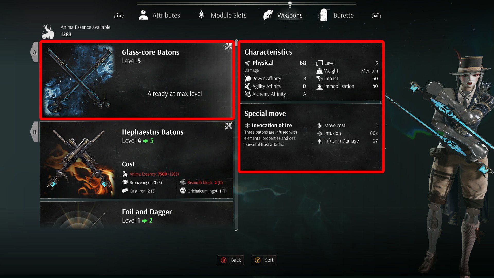 Steelrising Alchemist Class Guide - Glass-core Batons Stats